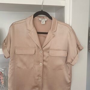 Rachel Zoe Tan Satin Blouse